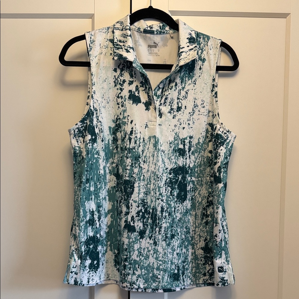 Puma Teal and White Patterned Blouse